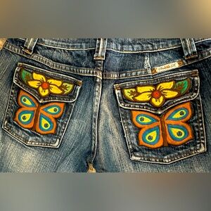 Vintage Hip Hugger Embroidered Low Rise Jeans